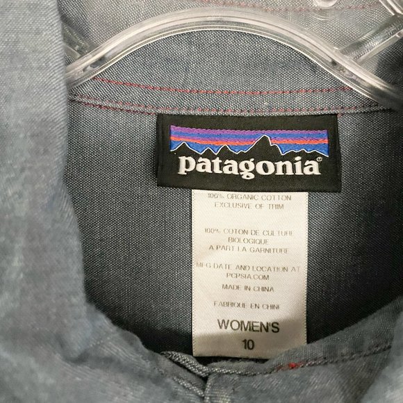 Patagonia Chambray Shirt Dress Long Sleeve Sz 10 - Picture 6 of 6